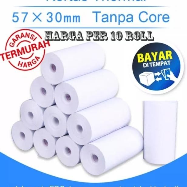 

Kertas struk kasir Edc bluetooth ukuran 57/58x30 full paket 10 Roll