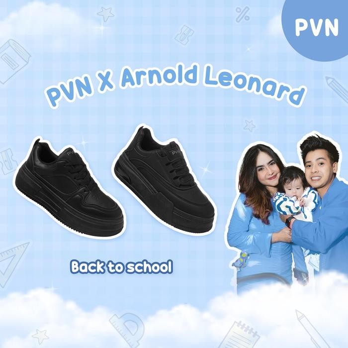 TERMURAH [PVN X ARNOLD] PVN Back To ool Sneakers Sepatu Sekolah Hitam Wanita Collection READY STOCK