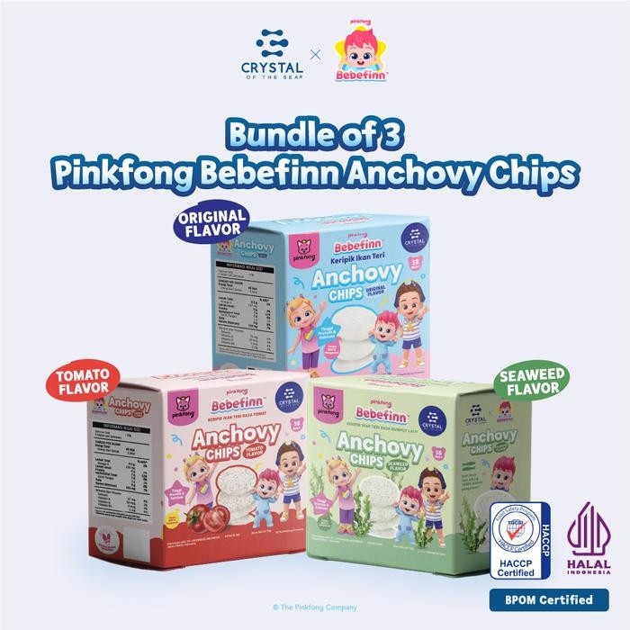 

ORIGINAL Crystal of the Sea Bundle of 3 Pinkfong Bebefinn Anchovy Chips READY STOCK
