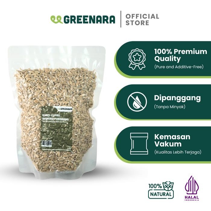 

ORIGINAL Greenara - Kuaci Kupas Bawang Panggang 1kg / Roasted Sunflower Seed with Garlic 1 gram