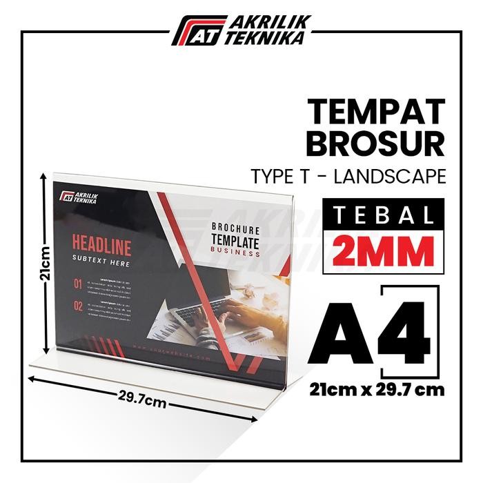 

jjm - Tempat Brosur / Tent Holder Akrilik Display Landscape A4 2 Sisi