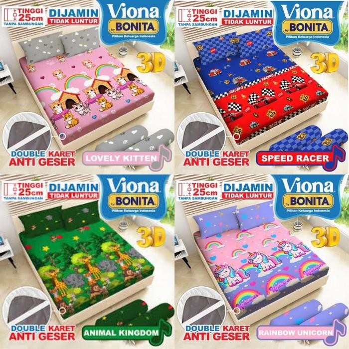 sprei BONITA VIONA MOTIF KARAKTER ANAK ukuran 180x200, 160x200, 120x200 [PRODUK ORIGINAL]
