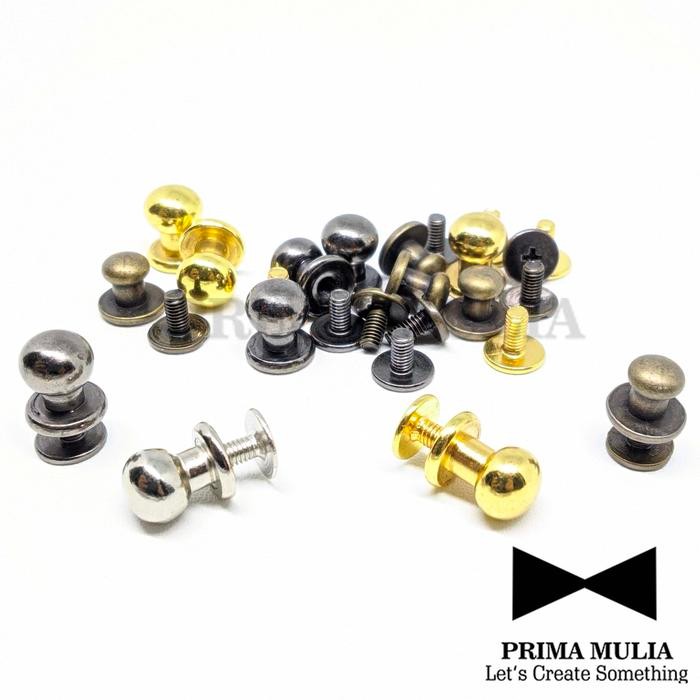 Pilihan- 12 Set Kancing Pion 8 Mm Button Head Stood / Baut Pentol Tas Kulit