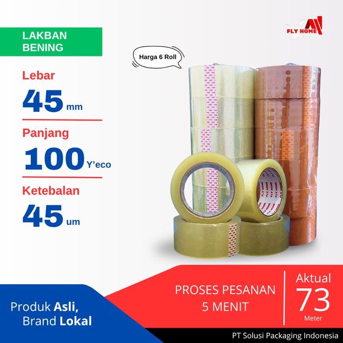 

Pilihan- Flyhome Lakban Bening 2Inchi 100Yard 45Mm X 100Yard 6Roll 100 Yard Eco
