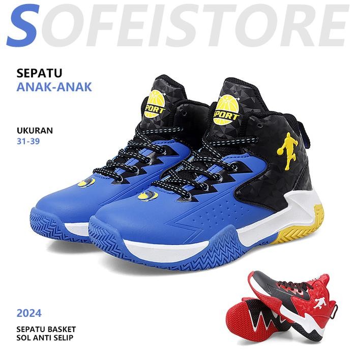Terlaris Sepatu Olahraga Anak Laki-laki Anti Selip Sepatu Basket Anak-anak Sepatu Basket Pasang
