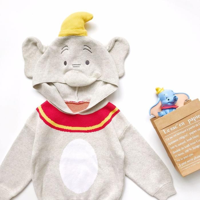 Dumbo Knitted Hooded Sweater Baju Hangat Anak Hooded Dumbo
