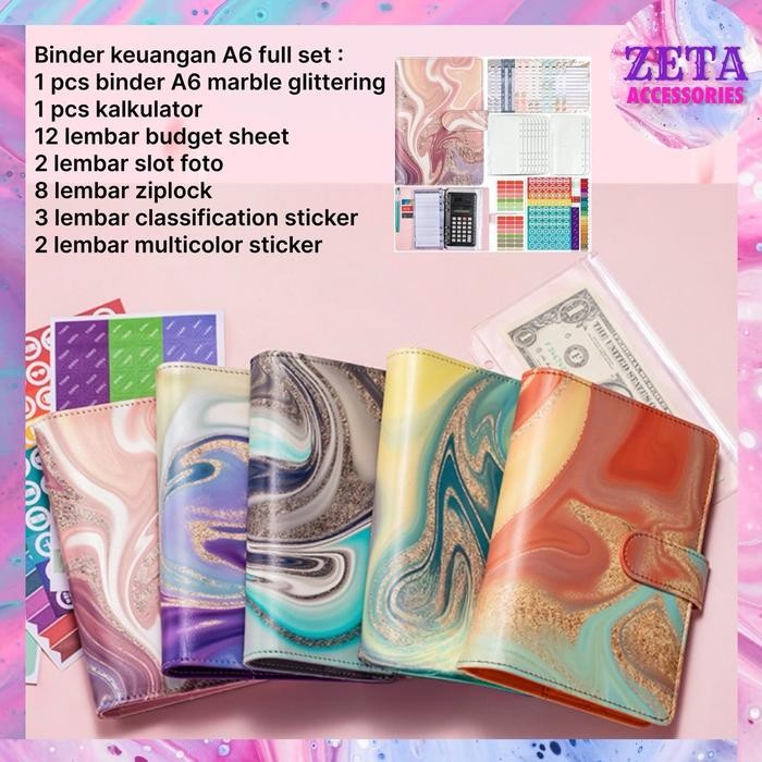 

Zeta Bn01 - Binder Kulit Keuangan A6 6 Ring Motif Marble Full Set Premium / Binder Kulit A6 6 Lubang