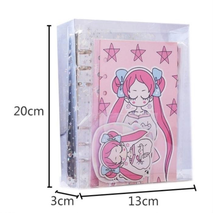 

A6 Set Binder Diary Tulis Cover Star Bintang Ribbon Edition Kode 1020