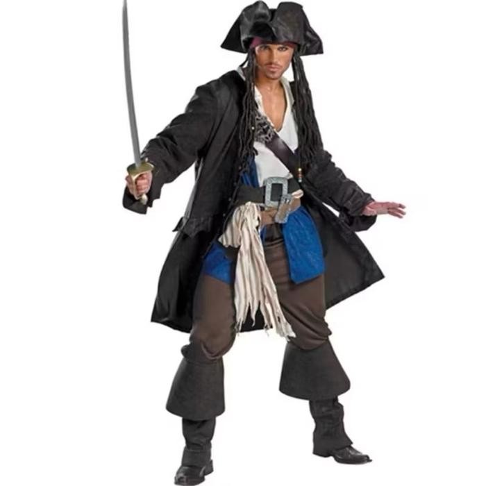 M-8703A Jack Sparrow Pirates Of The Caribbean Pirate Man Costume Kostum Pria Dewasa Bajak Laut