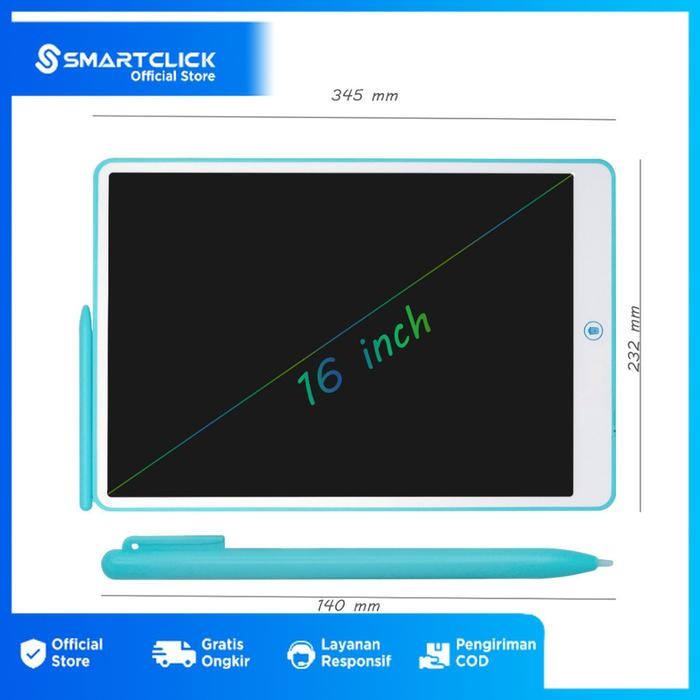 LCD Tablet Anak 16 Inch Berwarna Mainan Papan Tulis Hapus Edukasi Pen Gambar Belajar