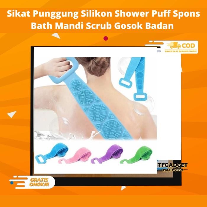 Sikat Punggung Silikon Shower Puff Spons Bath Mandi Scrub Gosok Badan