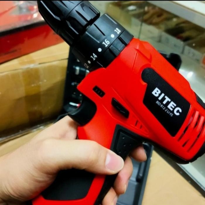 Mesin bor baterai hammer beton cordless Bitec drill besi kayu