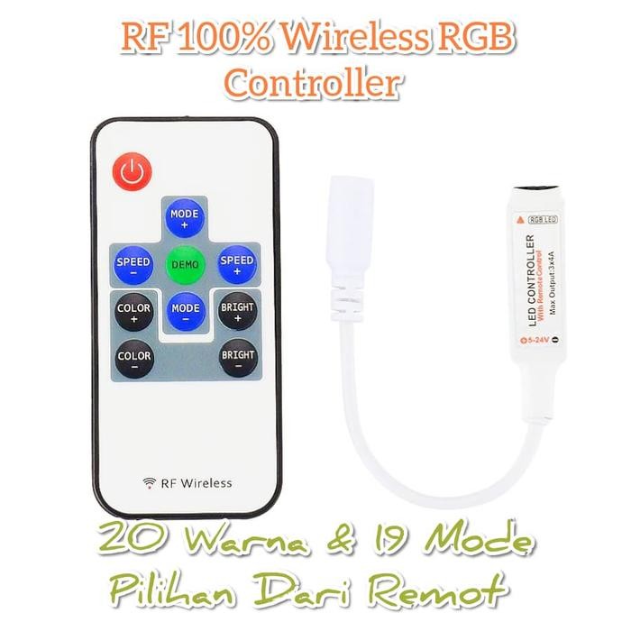 LAMPU FLEXIBLE LED 10 METER STRIP RGB 5050 REMOT WIRELESS ADAPTOR 10A