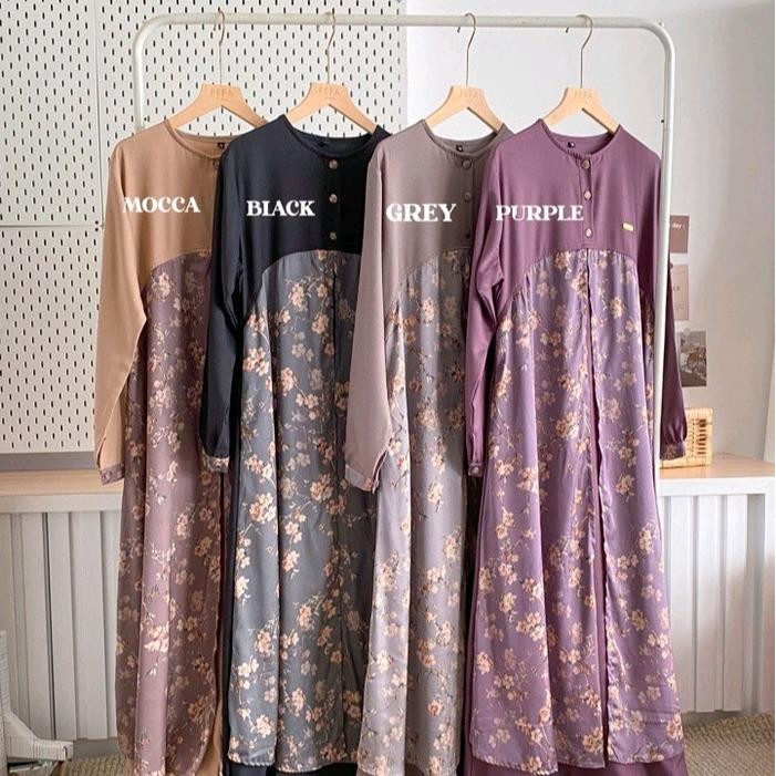 ORIGINAL ARISHA DRESS-BAHAN ARMANY SILK MIX SHAKILA Navy READY STOCK