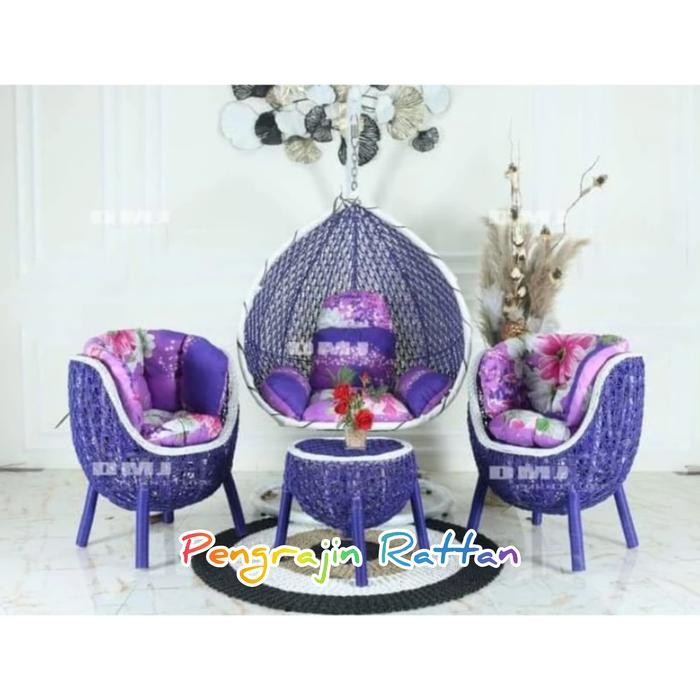 Bisa Gosend Set Ayunan Rotan Gantung Kursi Teras Brekele Anyaman Rotan Sintetis Untuk Anak Dewasa