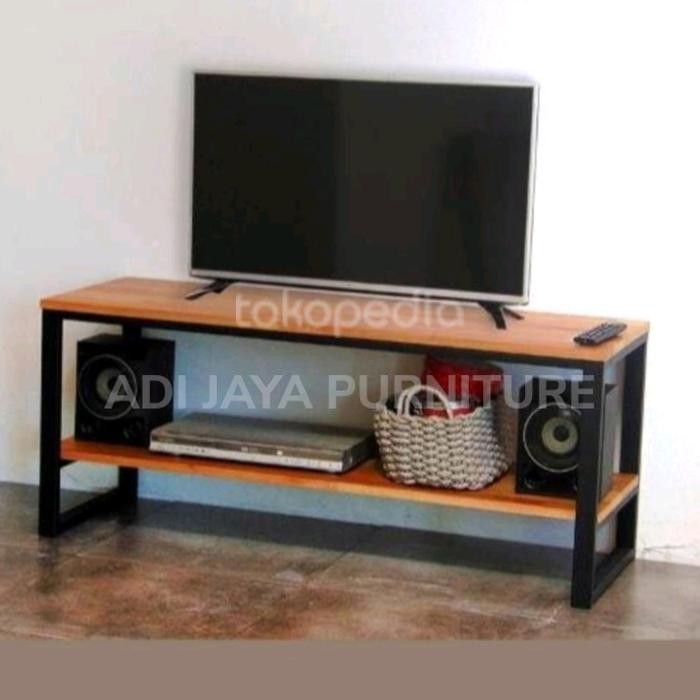 Meja Tv Kayu Kaki Besi