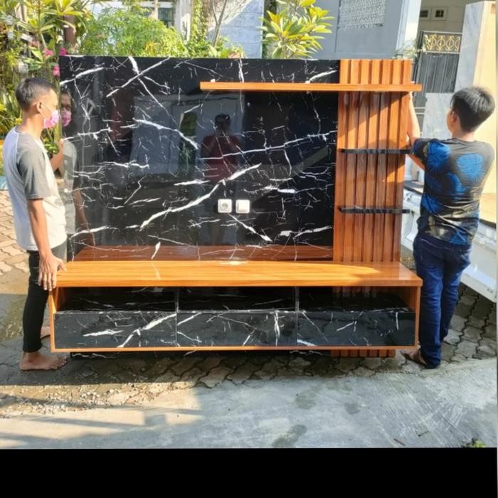 Meja Tv Gantung / Buffet Tv / Rak Tv Backdrop Minimalis Hpl
