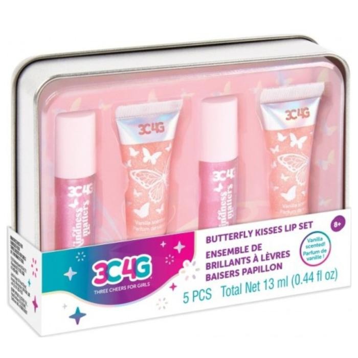 Mainan Lip Gloss Anak Make It Real Butterfly Kisses Lip Set Metal Box