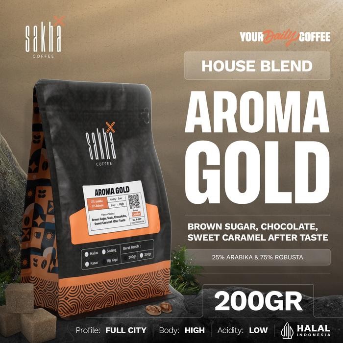 

Pilihan- Kopi Aroma Gold Espresso House Blend Coffee Beans 200 Gram Biji Bubuk