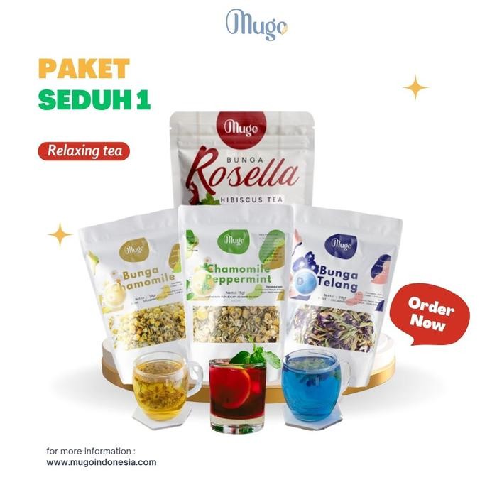 

Pilihan- Paket Special Tea (Chamomile, Telang, Mint, Rosella) Natural