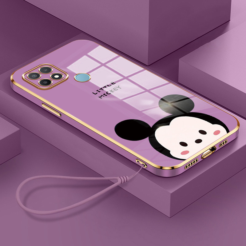 Casing Hp Untuk OPPO A15 A15s A35 Case Casing HP pola Mouse yang lucu Kesing Cesing tali berlapis Ka