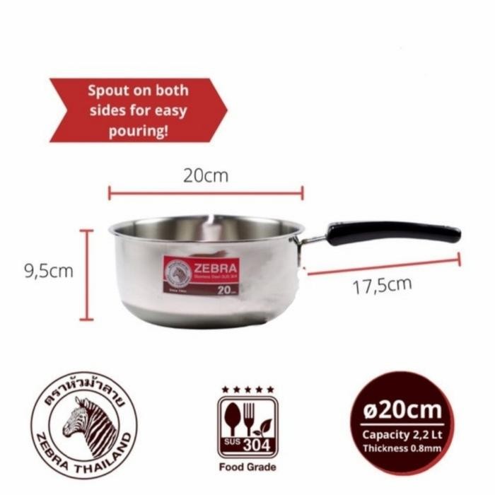 Saucepan Stainless Zebra 20 Cm / Panci Stainless Zebra 20 Cm 166306