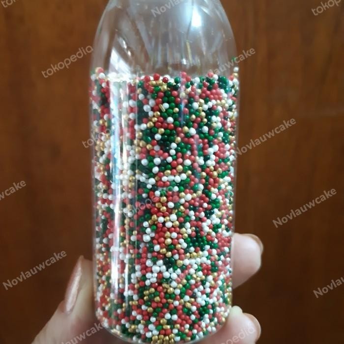 

Umbara.shop sprinkle trimit sugar pearl 4 warna christmas hiasan kue/cupcake xmas