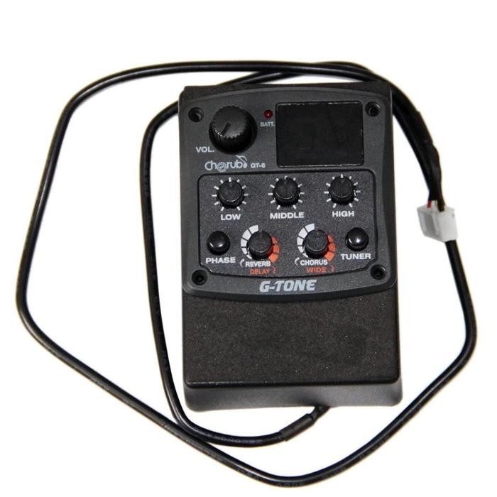 Pilihan- Cherub Gt-6 Preamp Equalizer 3 Band Pickup Gitar Akustik Tuner Reverb