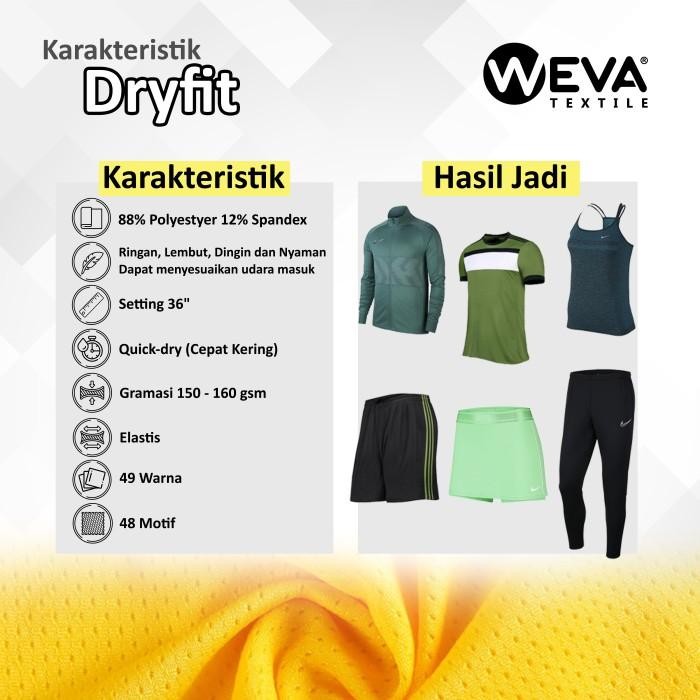 BAHAN KAIN JERSEY DRYFIT MILANO PUTIH - KAIN DRIFIT WEVA TEXTILE KODE 723