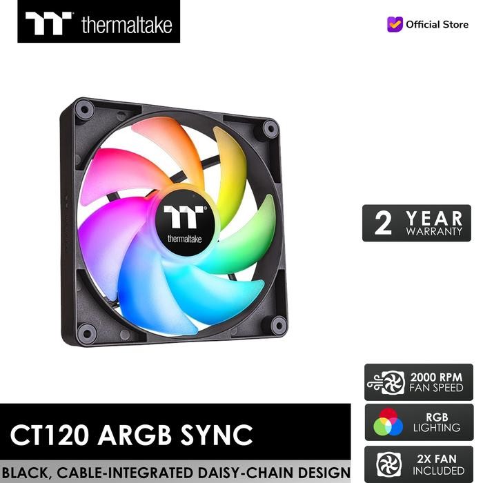 THERMALTAKE CT120 ARGB BLACK 2-FAN PACK [2000RPM, FANS]