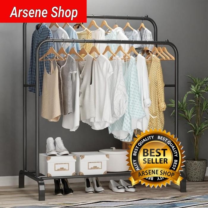 Ikea Livien - Stand Hanger Double Hanger Gantungan Baju Topi Pakaian Rak Besi