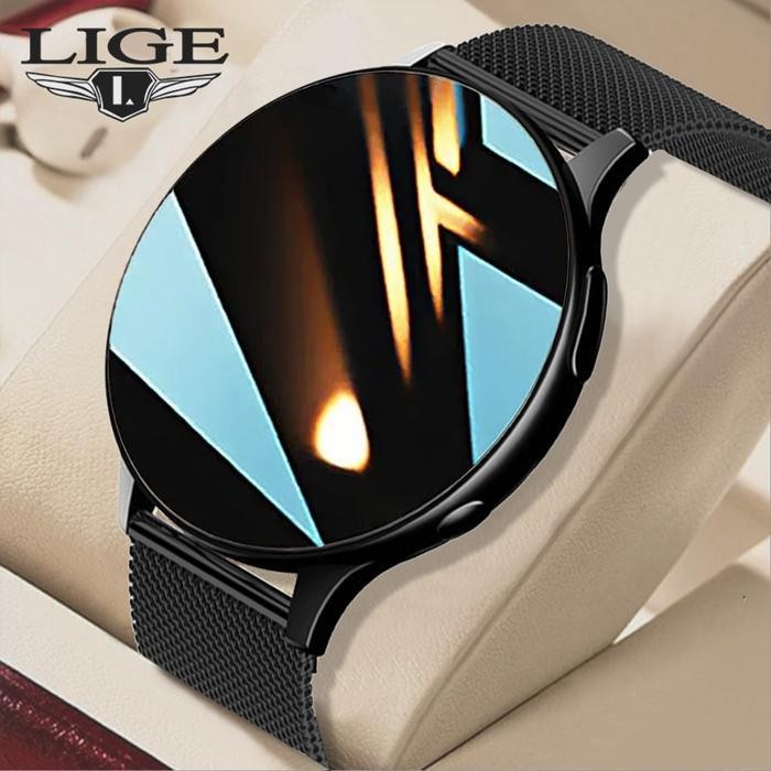 LIGE pria Smart Watch Panggilan Bluetooth Olahraga Kalori Cuaca Sehat Tahan Air Android IOS + Kotak