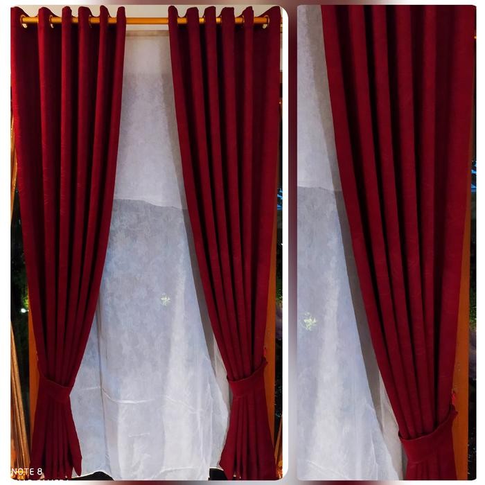 TIRAI GORDEN MINIMALIS BLACKOUT MOTIF EMBOS TIMBUL - MERAH HATI