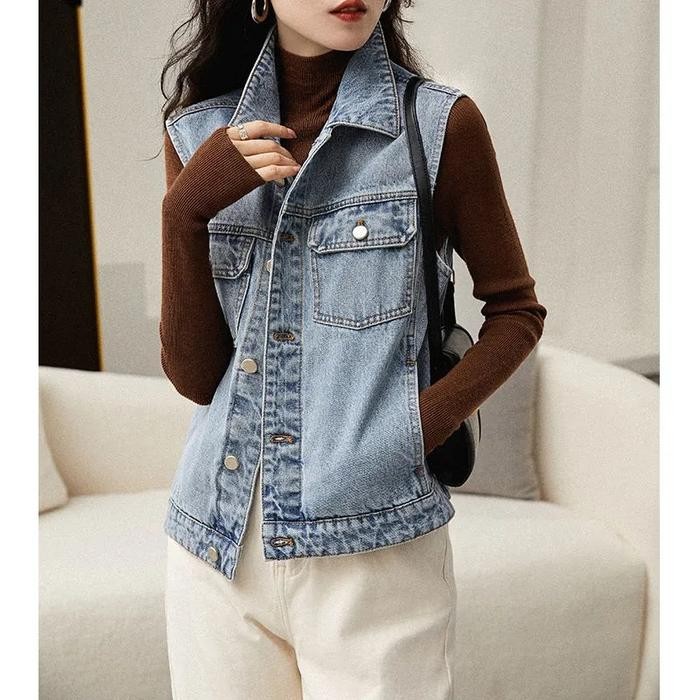 Pilihan- 986-Rompi Jeans Wanita/Rompi Wanita/Blazer Jeans Wanita Atasan Panjang