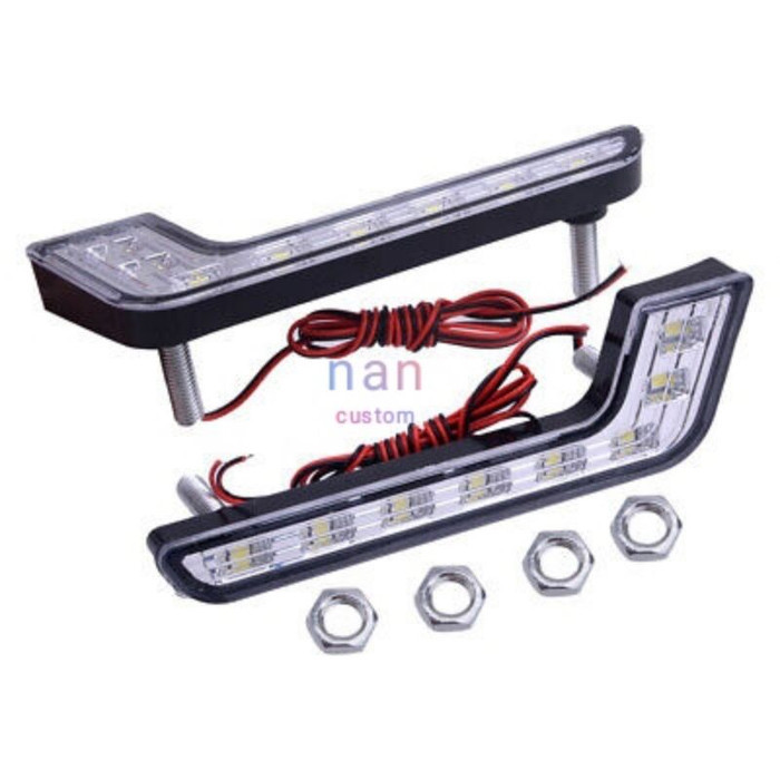 sepasang LED DRL kristal foglamp mobil daytime running light drl