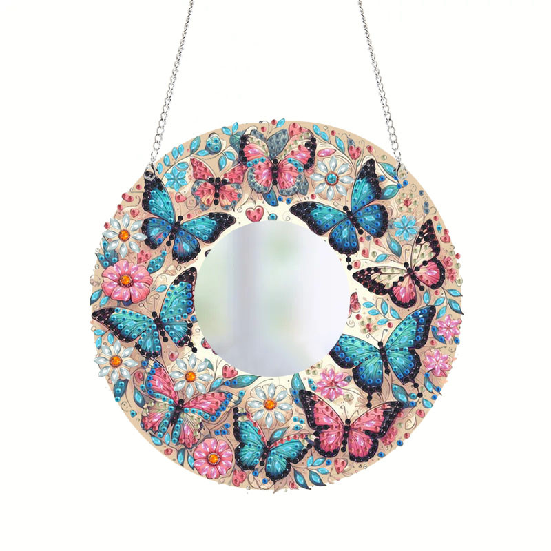 1 Piece Special Shape Floral Pattern Mirror Diy Diamond Art Painting Kit - Adult Diamond Painting