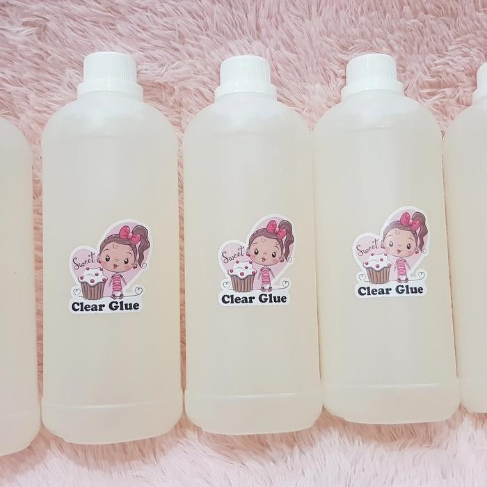 

Stok Baru Clear glue 1000 ml botol hdpe lem bening transparant bahan slime