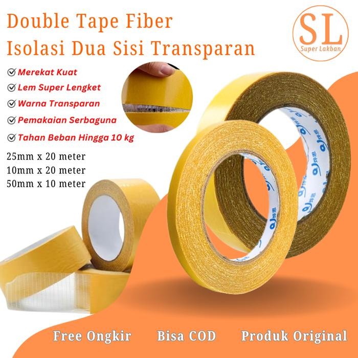 

Stok Baru Double Tip Kuat Tahan Cuaca 25mm x 20M Lakban Serat Fiber Serbaguna