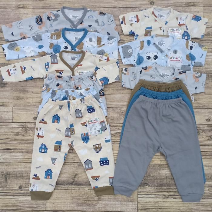 Ayomi Baby 1 Setel Stelan Baju Tidur Anak Bayi Bahan Premium Panjang