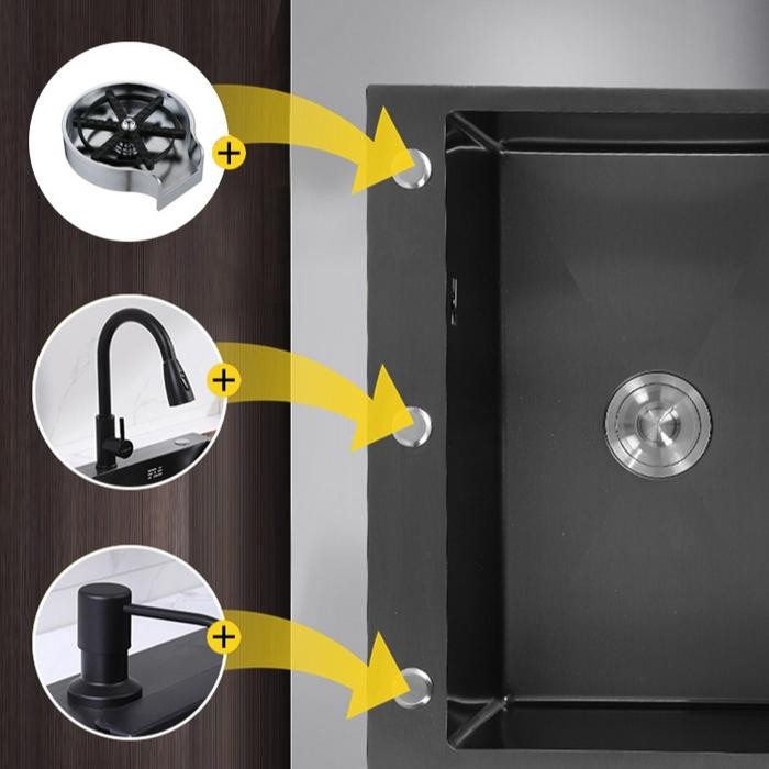 READY STOK GUANJIE - STAINLESS STEEL KITCHEN SINK MODERN KITCHEN SINK PAKET KITCHEN SINK BLACK/PERAK