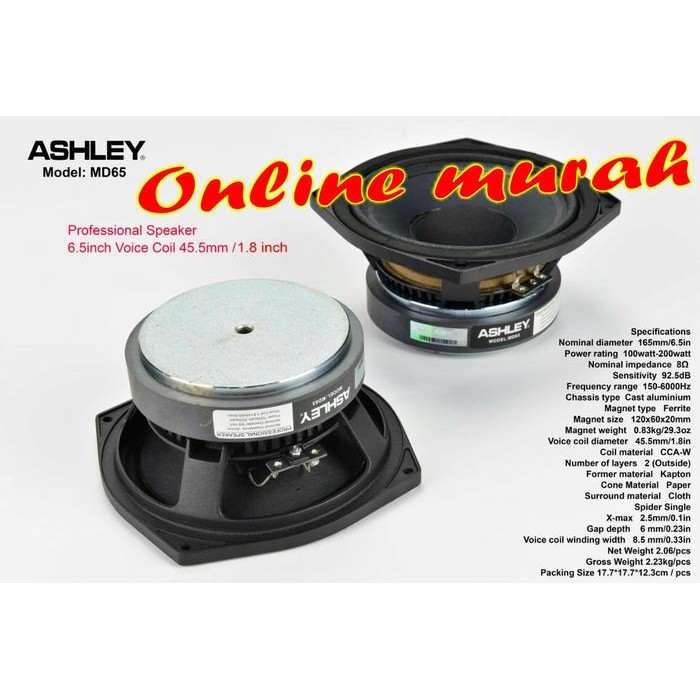 Speaker Ashley Komponen Md65/Md 65 6 In
