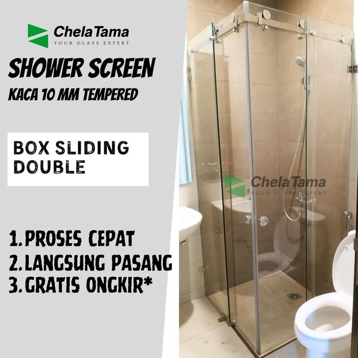 Shower Box Kamar Mandi Kaca Tempered 10mm Pintu Sliding Double