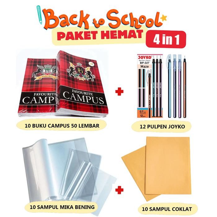 

PROMO 4 in 1 PAKET Alat Tulis Sekolah Set LENGKAP Buku Tulis Pulpen Sampul Coklat Samson Sampul
