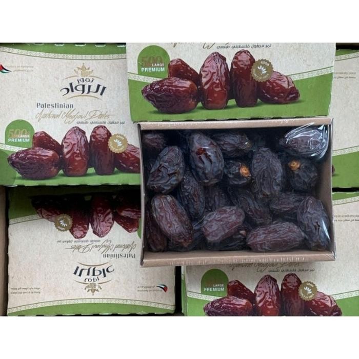 

Kurma Medjool Palestina Al Rowad Dates Medjol Super Jumbo 1Kg Kering Snack Food Manis Cokelat
