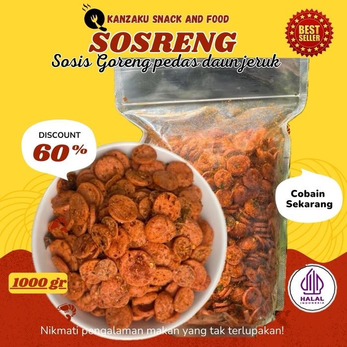 

1kg Sosreng Sosis goreng pedas daun jeruk rajanya ngemil wajib coba Camilan Makanan Food Snacks