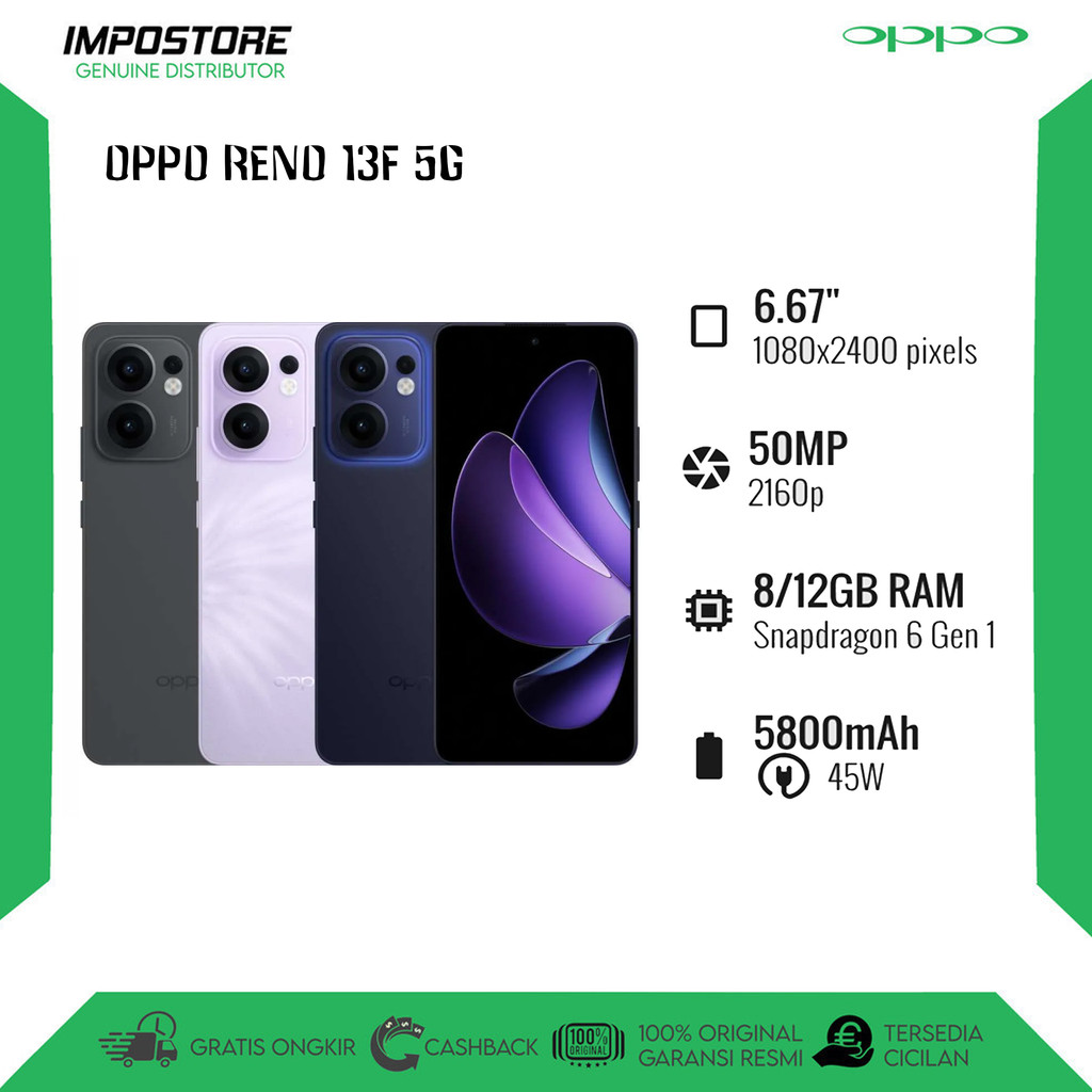 OPPO RENO 13F 5G - 12/256GB RAM - SNAPDRAGON 6 GEN 1 - REPACK
