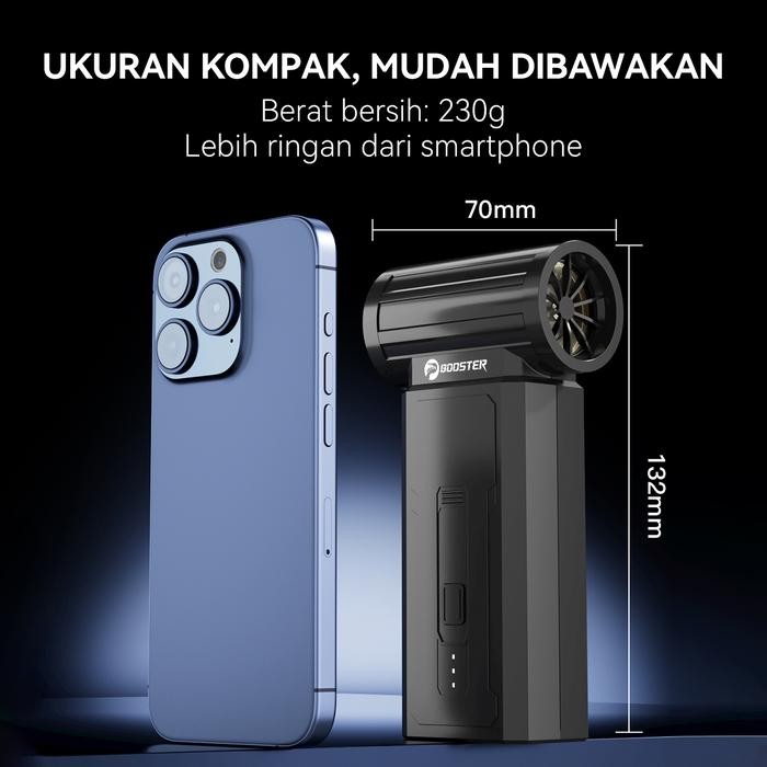 Booster W01 Mini Turbo Jet Fan USB Rechargeable Turbo Blower Fan, Motor Tanpa Sikat 130000 RPM,