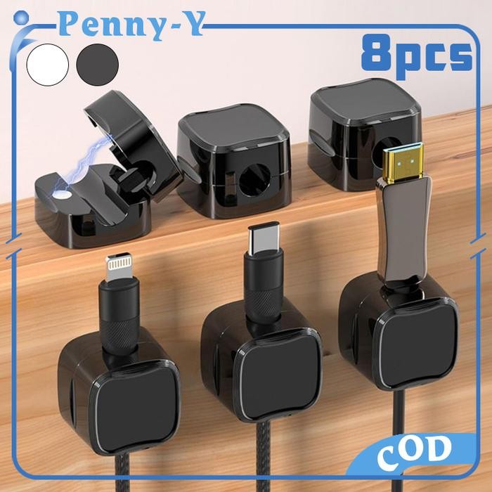 

TERLARIS! 8pcs Kabel Klip Magnetic Kabel Organizer Tempel Klip Kabel Organizer Cable Clip Holder