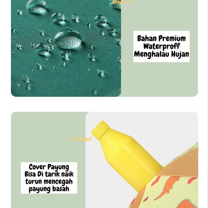 Payung Anak Laki Laki Perempuan Karakter Lipat Kuping ST0010 Besi Cream
