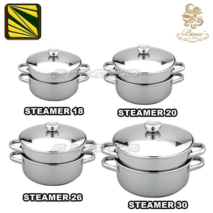 PREMIUM Bima Panci Stainless Steel Pot Bima Steamer Kukusan 2 Susun 18 cm, 20 cm , 26 cm , dan 30 cm